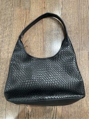 Black Woven Shoulder Bag - Unbranded